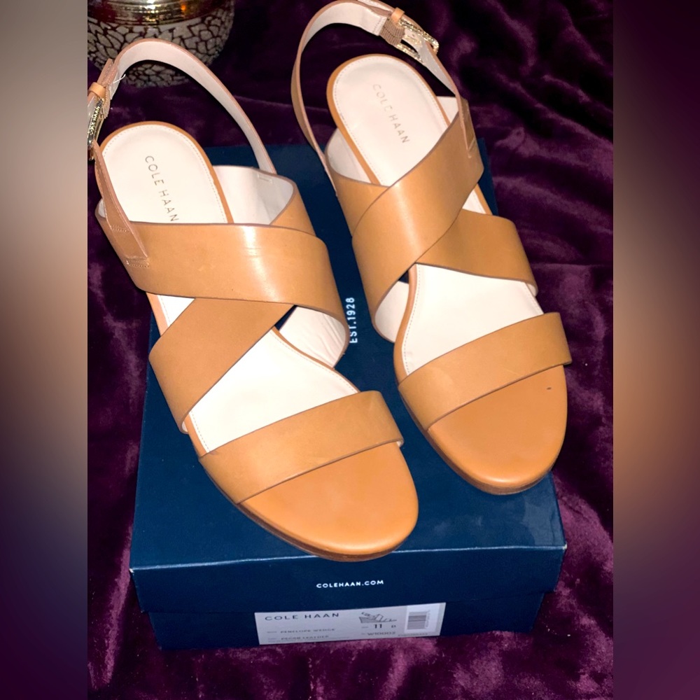 Cole Haan New in Box Wedge Tan Sandals